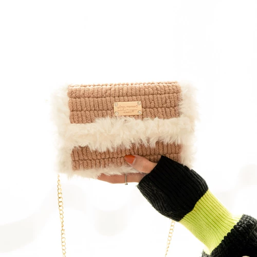 EMI Ручная ручная сумка для мех мех DIY Материал бархатный ледяной батончики шерстяная сетка домашнее наклонное плечо на косое кресто