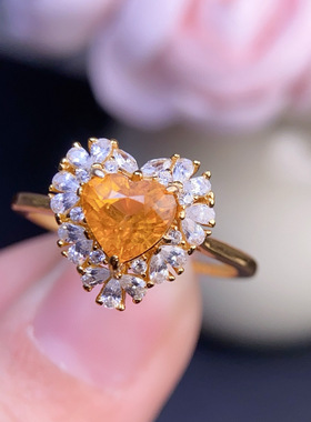 天然刻面芬达戒指主石7mm颗颗精品！s925纯银精工镶嵌