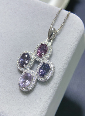 纯天然尖晶石吊坠尺寸4*6mm硬度仅次于钻石925银精工镶嵌厚重用银