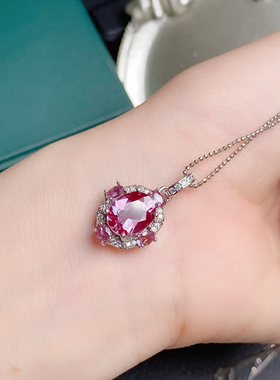 绝美亚历山大吊坠阳光下呈绿色至蓝绿色S925银镶嵌主石8*10/3*4mm