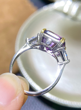 紫水晶戒指女食指纯银2023年新款潮时尚小众设计个性高级感可调节