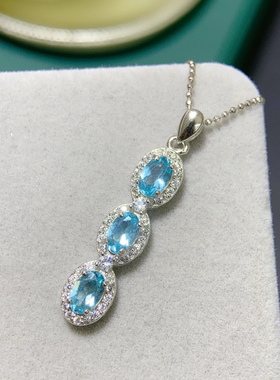 轻奢时尚新款天然磷灰石吊坠项链锁骨链气质百搭四季豆