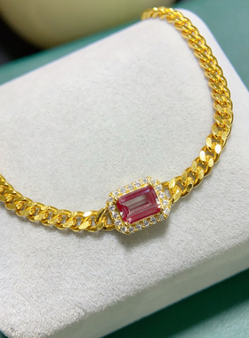 绝美亚历山大手链颜色独特多彩S925银精工镶嵌5*7mm