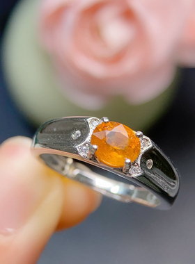 银镶嵌天然芬达椭圆形约5*6mm时尚简约大气百搭活口戒托女代镶嵌