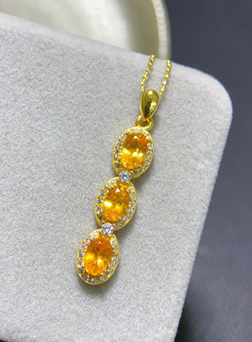 天然刻面芬达吊坠高净度火彩爆闪6*4mms925纯银精工镶嵌