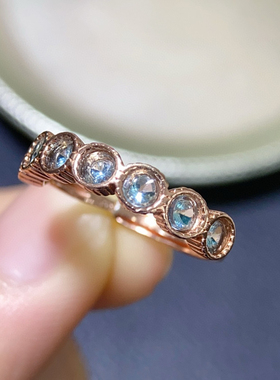 纯天然磷灰石戒指 吊坠 耳钉 银镶全家福 帕拉伊巴颜色 霓虹蓝