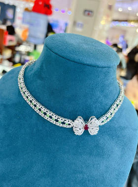 小红书爆款超闪红宝石 沙弗来锁骨链女ins轻奢爆闪满钻闺蜜礼物