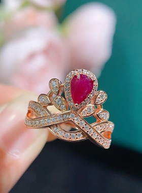 鸽血红红宝石戒指明星同款公主指环上手超赞时尚天然宝石可鉴定