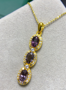 新款天然尖晶石吊坠项链S925纯银镶嵌颜色红超美工厂福利