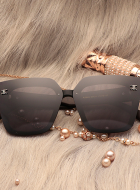 偏光防晒网红印花白色复古潮墨镜