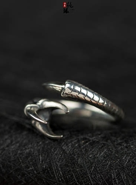 纯银欧美鹰爪朋克风珍珠戒指托