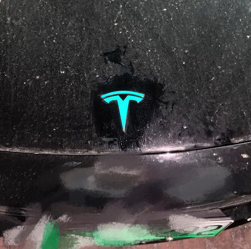 适用于TSL model3 Y改装车标贴个性装饰贴七彩镭射变色龙门拉手 - 图2