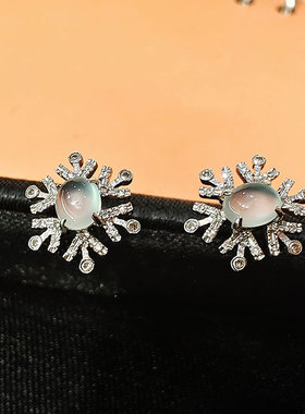 秋冬耳钉雪花18k金小众