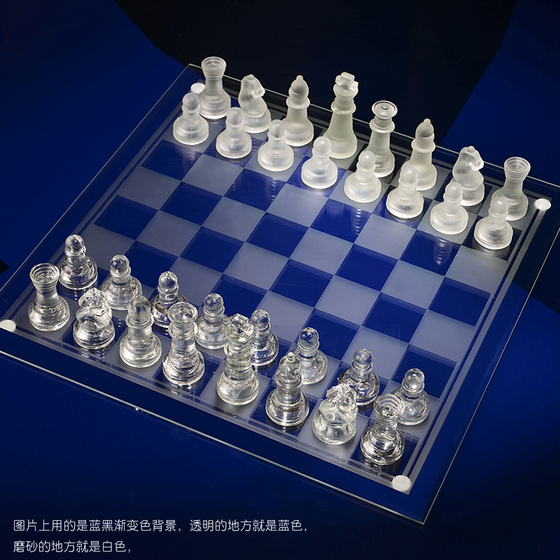 高档大小号水晶玻璃国际象棋学生初学者成人便携式国际象棋套装-图0