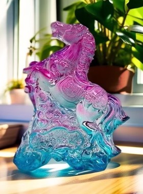生肖马水晶摆件十二生肖生日礼物