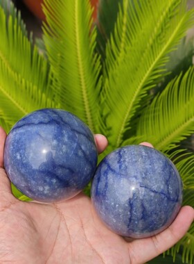 天然水晶蓝东陵球摆件客厅装饰品