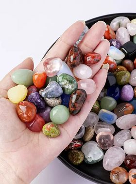 天然七彩水晶滚石鱼缸花盆造景石