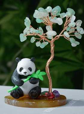 天然水晶碎石招财树摆件创意