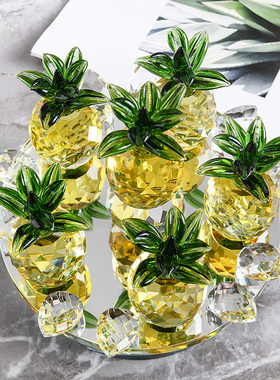 黄水晶菠萝水果摆件凤梨客厅装饰