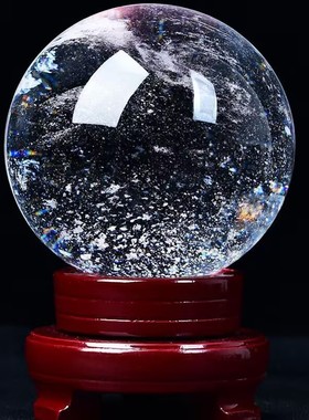 透明白水晶球摆件熔炼天然水晶球