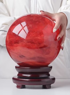 红色水晶球摆件熔炼水晶球客厅