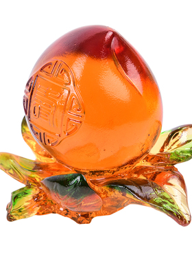 古法琉璃桃子福寿双全送老人摆件