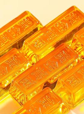 黄水晶金条摆件聚宝盆元宝配件