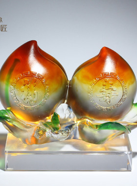 琉璃福寿桃摆件装饰长辈生日礼物