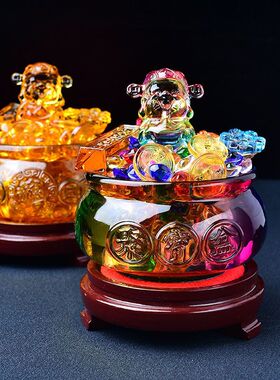 水晶聚宝盆摆件开业乔迁礼品