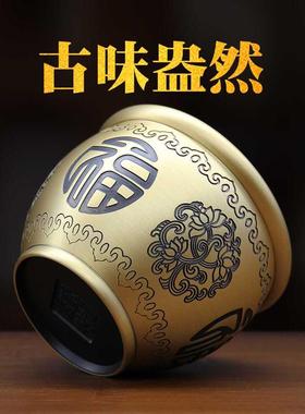 纯黄铜聚宝盆铜缸摆件开业礼品