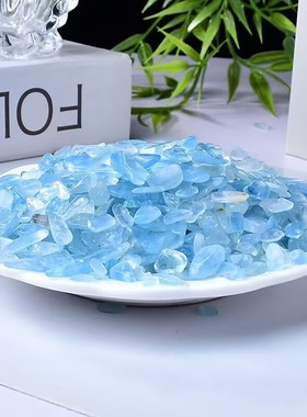 天然海蓝宝碎石摆件鱼缸花盆装饰