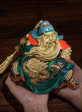 黄铜摆件威震关公送礼开业客厅车载武财神玄关二爷招财像关羽