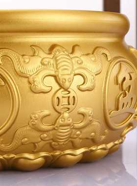 八福办公室存钱罐纯黄铜聚宝盆