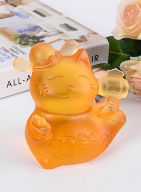 高档琉璃制品转运纳福礼物招财猫
