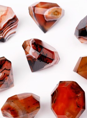 天然石黑红缠丝玛瑙钻石摆件原石