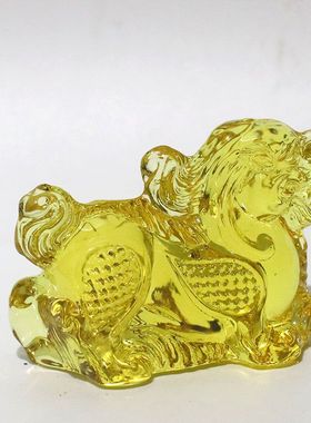 黄水晶麒麟摆件家居客厅装饰品