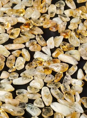 天然巴西黄水晶碎石摆件聚宝盆