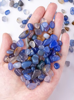 天然水晶碎石蓝玛瑙装饰原石打磨