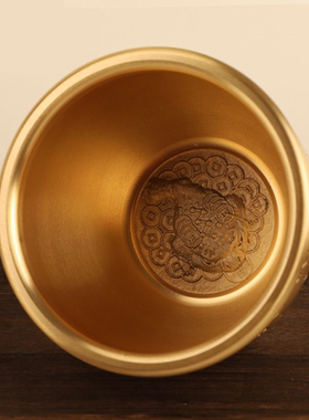 黄铜百福缸聚宝盆摆件客厅装饰品