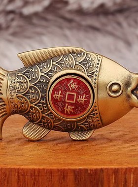 黄铜年年有余转转手把件开业礼品