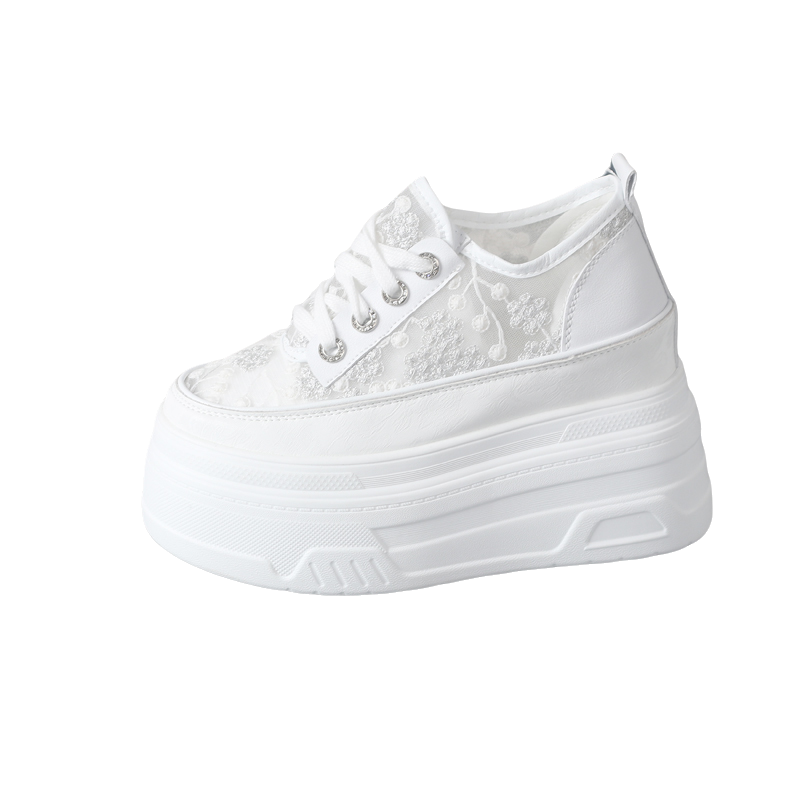 超高跟12cm小白鞋女小个子厚底内增高10-12cm松糕鞋百搭休闲网鞋,淘宝优惠券,粉丝福利购,淘宝优惠卷