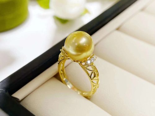 DIY配件天然珍珠S925纯银Ｋ金工艺镂空戒指空托 配11-12mm圆扁珠 - 图2