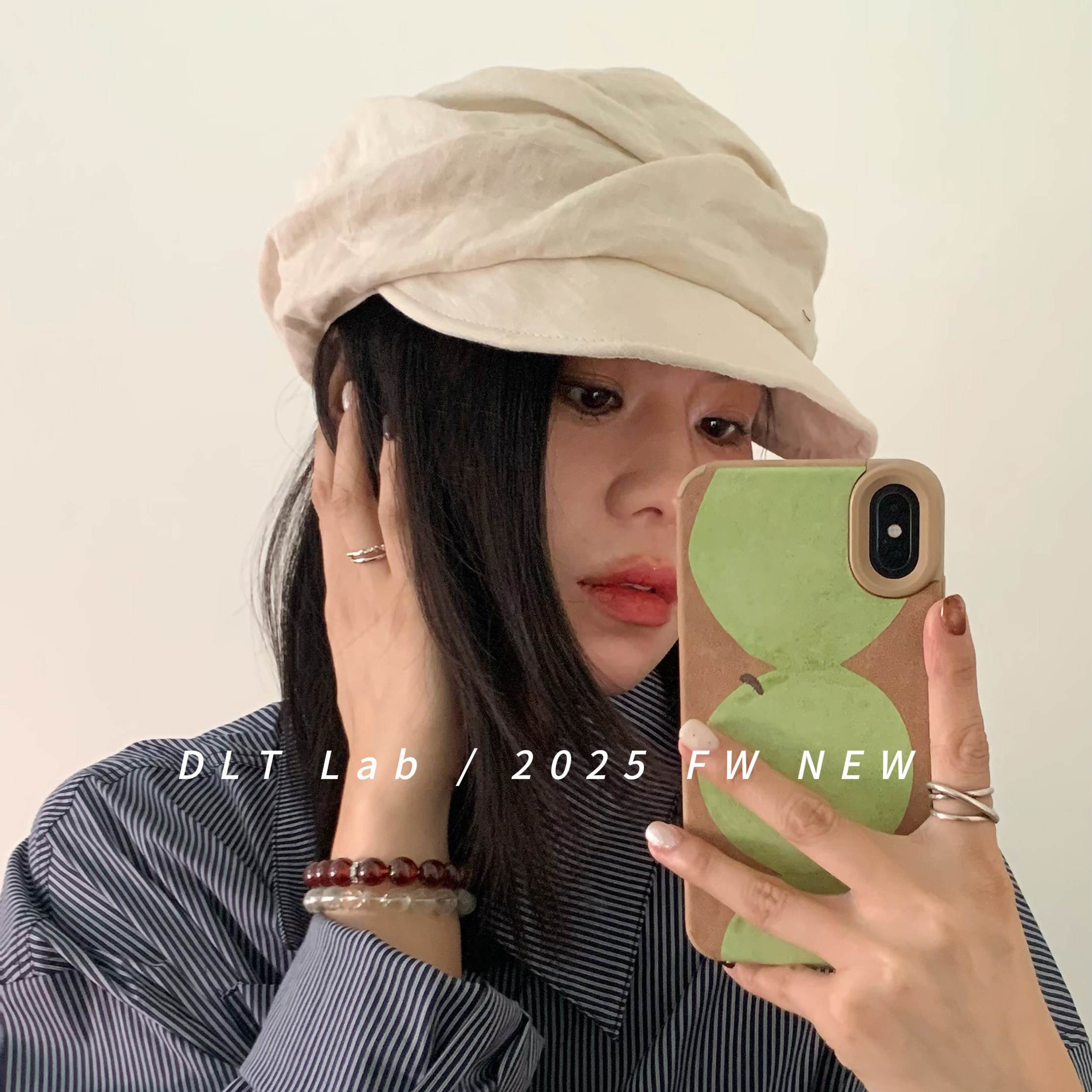 DLTLab丁老头2025早秋新品薄款亚麻设计感报童帽褶皱马术帽显脸小 - 图1