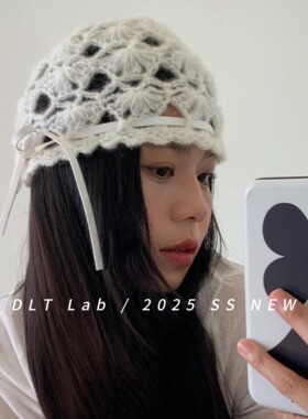 DLT Lab丁老头ins2025新品毛线镂空包头帽春秋韩国小众网红款帽子