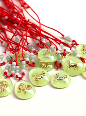 十二生肖水晶镶金项链女学生吊坠