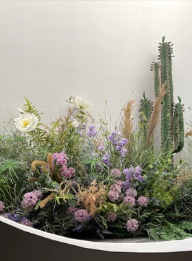 仿真野花野草装饰花艺室内外仿生花丛摆件酒店展厅花园绿植花卉