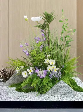 室内仿真绿植物摆件苔藓花丛假树造景摆件楼梯下玄关假花草园景