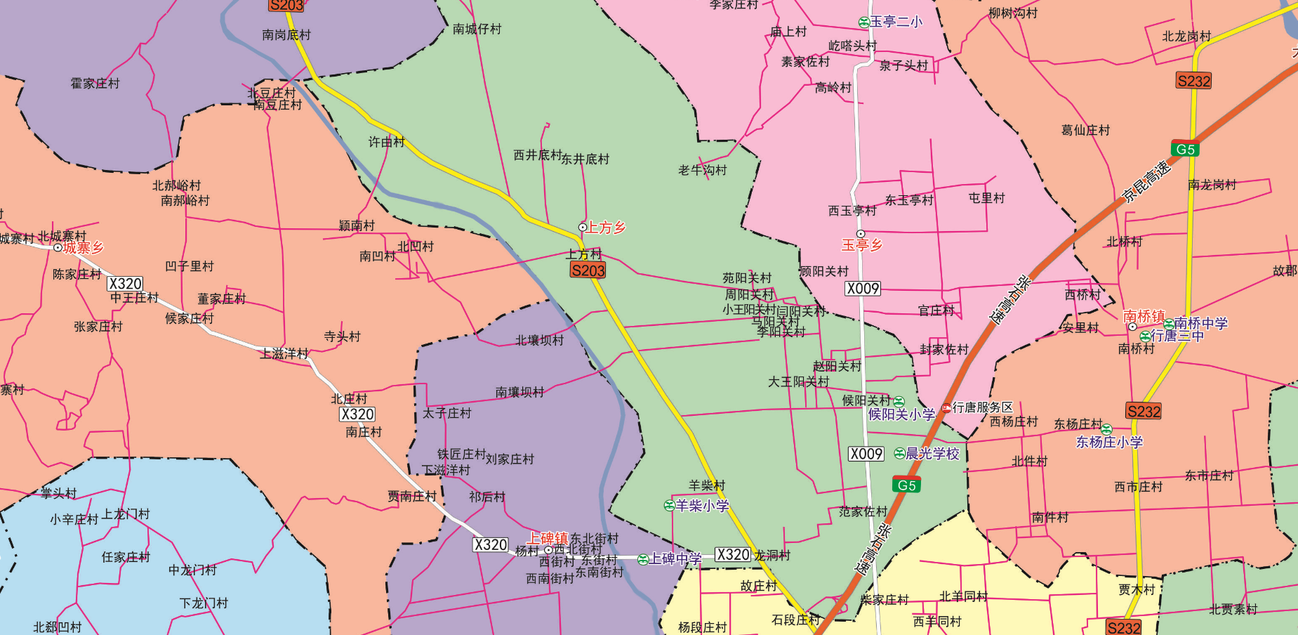 2017年6月河北省石家庄市行唐县交通旅游行政乡镇村落分布地图