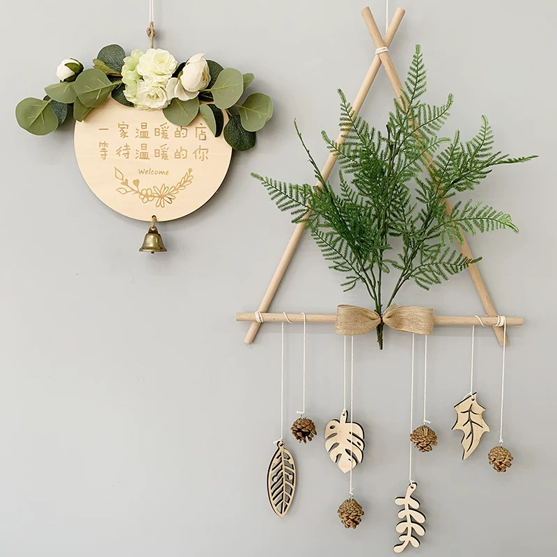 Xizuju Nordic Wind Wood Wall Wall Decoration Restaurant Wall Pendant Porch Purple Plant bedroom background B & B Hiber Hanging Flower