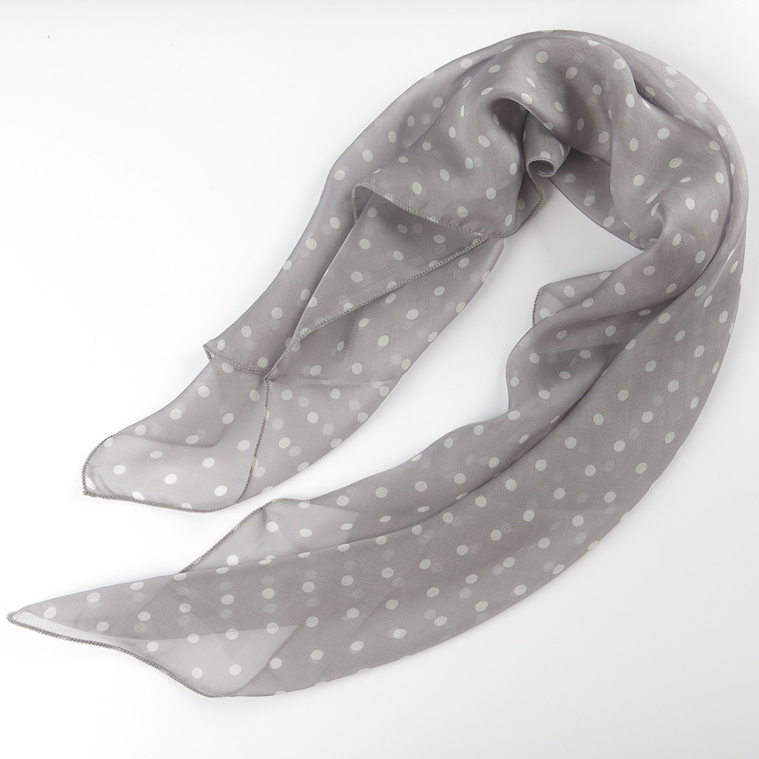 【清仓微瑕】波点小方巾丝巾女高级感桑蚕丝灰色春秋冬季真丝围巾,淘宝优惠券,粉丝福利购,淘宝优惠卷